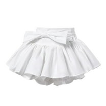 TOOYOU Girls Skirts Summer Bow Pleated Skirt Fashion Girls Party Skirts Sweet Girl Classic Short Skirt Size 18-24 Months White