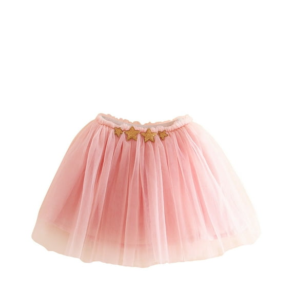 TOOYOU Girls Skirts Toddler Baby Lace Mesh Tutu Skirt Summer Princess Dresses Kids Birthday Layered Party Mesh Tulle Tutu Skirts Sweet Girl Versatile Short Skirt Size 6-7 Years Pink