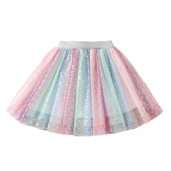 TOOYOU Girls Skirts Toddler Kids Baby Dancing Princess Skirt Colorful Gradient Mesh Ballet Tutu Skirts Sweet Girl Summer Short Skirt Size 7-8 Years