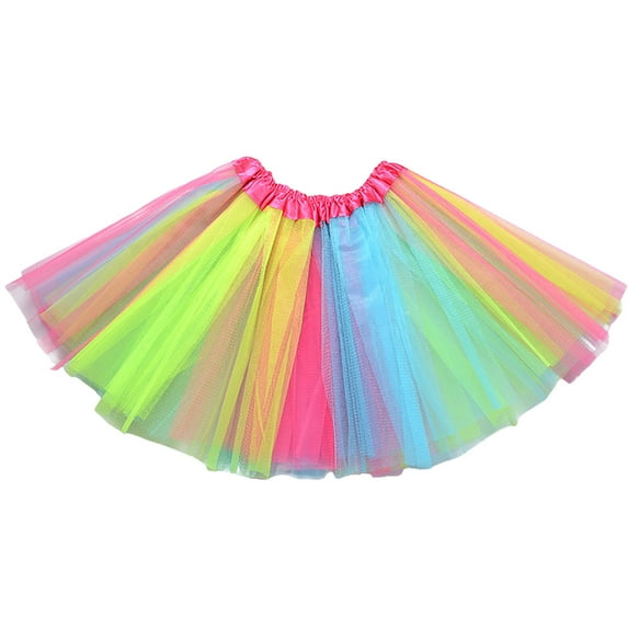 TOOYOU Girls Skirts Toddler Rainbow Birthday Party Tutu Skirt Performance Skirt Cute Fashion Printing Layered Party Mesh Tulle Tutu Skirts Sweet Girl Basic Short Skirt One Size Pink