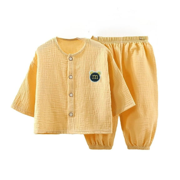 TOOYOU Girls Sleepwear 2 Pack Pajamas Baby Kids Cartoon Thin Pjs Set Long Sleeve Homewear Loungewear Sweet Girl Comfort Fit Summer Pyjamas Size 7-8 Years Yellow