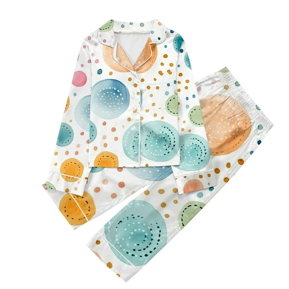 TOOYOU Girls Sleepwear 2 Pack Pajamas Children'S Print Long Sleeve Trousers Cardigan Children'S Pyjamas Two Sets Sweet Girl Lightweight Pyjamas Size 11-12 Years Light Pink