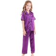 thumbnail image 1 of TOOYOU Girls Sleepwear 2 Pack Satin Silk Pajamas Set Kids Short Sleeves Loungewear Pjs 2 Piece Button Down Loungewear Girl Comfort Fit Summer Pyjamas Size 6-7 Years, 1 of 5