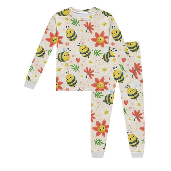 TOOYOU Girls Sleepwear Outfit Sets Long Sleeve Printed Pajamas Set For Children Including Top And Pants Casual Wear Girls Playtime Outfits Size 6 Y-7 Y Light Gray