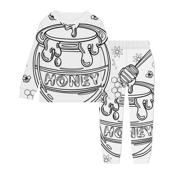TOOYOU Girls Sleepwear Outfit Sets World Bee Day Kids Pajamas Colouring Pajama Sets Diy Hand Painted Homewear Set Can Play With And Wear Back To School Outfit Sets For Girls Size 5-6 Years White