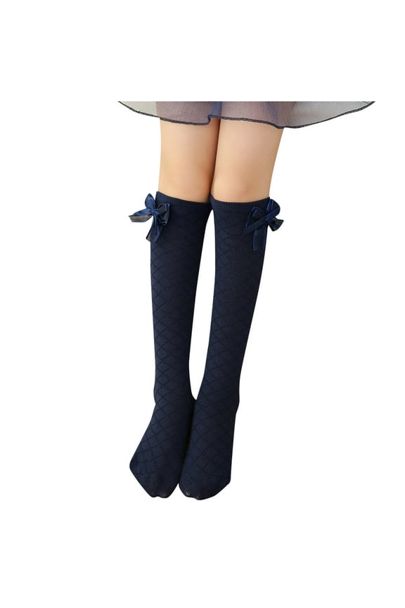 Girls Socks Knee High Socks Kids Boys School Uniform Seamless Cotton Socks Stockings Size 8-12 Years