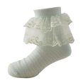 thumbnail image 1 of TOOYOU Girls Socks Toddler White Socks Floor Socks Rainbow Lace Socks With Ripple Cuffs And Ruffle Socks For Toddler Girls Size 6-8 Years, 1 of 3