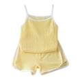 thumbnail image 1 of TOOYOU Girls Summer Outfit Sets Children'S Vest Set Sleeveless Loose Thin Vest Shorts Two-Piece Set Girls Matching Outfits Size 6 -12 Months Yellow, 1 of 3