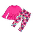 thumbnail image 1 of TOOYOU Girls Summer Outfit Sets New Baby 2 Piece Outfit Set Cute Cartoon Print Long Sleeve Top Pants Girls School Uniform Sets Size 3-4 Years Hot Pink, 1 of 9