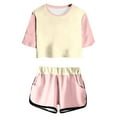 thumbnail image 1 of TOOYOU Girls Summer Outfit Sets Print Short Sleeve Top And Shorts Set Cute Round Neck Pocket Casual Outfit For Teens And Juniors Girls Playtime Outfits Size 9-10 Years Pink, 1 of 5