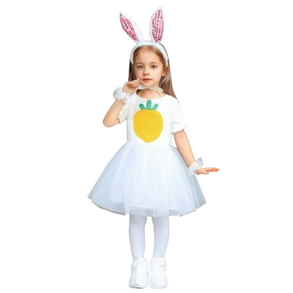 TOOYOU Girls Summer Outfit Sets Rabbit Print Decorative Mesh Skirt For Dress Up Girls Casual Outfit Sets For School Size 8-9 Years Purple