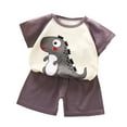 thumbnail image 1 of TOOYOU Girls Summer Outfit Sets Short Sleeved T Shirt Shorts Set Two Piece Set For Infant Girls Playtime Outfits Size 3 -6 Months Dark Gray, 1 of 3