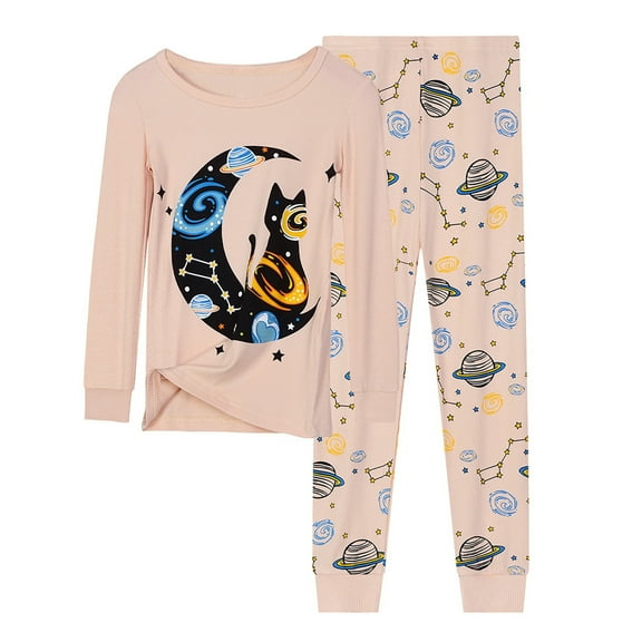 TOOYOU Girls Summer Outfit Sets Toddler Kids Baby Cartoon Printed Cute Casual T Shirt Grid Shorts Outfits Back To School Outfit Sets For Girls Size 6-7 Years Beige