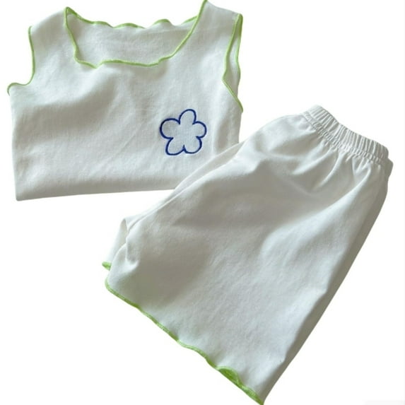 TOOYOU Girls Summer Outfit Sets Toddler Ruffles Wrinkled Edge Short Sleeve Strawberry Print T Shirt Top Shorts Home Clothes Loose Sportswear Suit Size 6 -12 Months Light Green