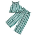 thumbnail image 1 of TOOYOU Girls Summer Outfit Sets Toddler Sleeveless Prints Tops And Pants 2Pcs Outfits Clothing Set For Children Back To School Outfit Sets For Girls Size 2-3 Years Green, 1 of 8