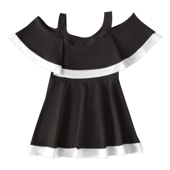 TOOYOU Girls Swim Dress Swimsuit With Chest Pad Dress Swimwear Bathing Suit Sweet Girl Swimsuits For Swimming Lessons Size 14-16 Years Black