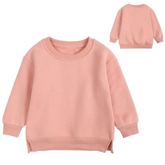 TOOYOU Girls T-Shirt Boys Pullover Fleece Sweatshirt Children'S Solid Plus Babies Color Top Coat Tops Toddler Cozy Tops Pink Size 6-9 Months