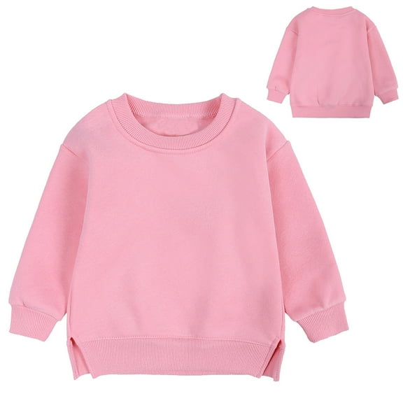 TOOYOU Girls T-Shirt Boys Pullover Fleece Sweatshirt Children'S Solid Plus Babies Color Top Coat Tops children Summer Basic Tee Pink Size 12-24 Months