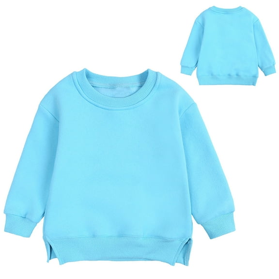 TOOYOU Girls T-Shirt Boys Pullover Sweatshirt Children'S Solid Plus Babies Color Top Coat Tops Summer Cute Basic Tops Blue Size 2-3 Years