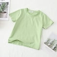 thumbnail image 1 of TOOYOU Girls T-Shirt Kids Basic Solid Color Top Baby Versatile Short Sleeved Cotton Tee Relaxed Fit Tops For Toddler Green Size 9-10 Years, 1 of 3