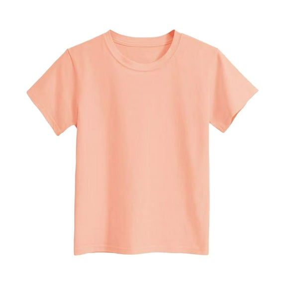 TOOYOU Girls Top Summer T-Shirt Children'S Fashion Loose Solid Color Round Neck Short Sleeve T Shirt Size 7-8 Years Rose Gold