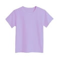 thumbnail image 1 of TOOYOU Girls Top Summer T-Shirt Children'S Fashion Loose Solid Color Round Neck Short Sleeve T Shirt Size 8-9 Years Light Purple, 1 of 4