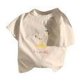 thumbnail image 1 of TOOYOU Girls Top Summer T-Shirt Cute Fashion Printed Round Neck Short Sleeve Tee Comfortable Casual Loose T Shirt Tops Size 3-4 Years White, 1 of 3