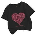 thumbnail image 1 of TOOYOU Girls Top Summer T-Shirt Heart Print Short Sleeve Tee Casual Top Size 8-9 Years Black, 1 of 3