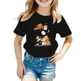 thumbnail image 1 of TOOYOU Girls Top Summer T-Shirt Kids Cute Graphic Print Round Neck Short Sleeve Tee Casual T Shirt Size 3-4 Years Black, 1 of 4