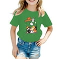 thumbnail image 1 of TOOYOU Girls Top Summer T-Shirt Kids Cute Graphic Print Round Neck Short Sleeve Tee Casual T Shirt Size 9-10 Years Green, 1 of 4