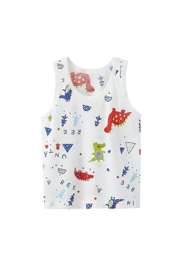 Girls Top Summer T-Shirt Toddler Baby Dance Tank Top Racerback Crop Tank Top Cartoon Prints Sleeveless Sports Dance Top Ballet Gymnastics Dancewear Size 3-4 Years White