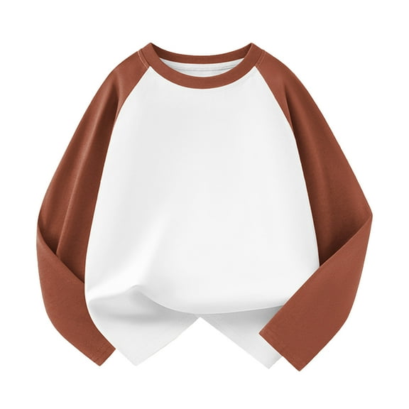 TOOYOU Girls Top Summer T-Shirt Toddler Kids Baby Round Neck Long Sleeve Raglan Shirt Loose And Comfortable Baseball Tee Tops Size 2-3 Years Coffee