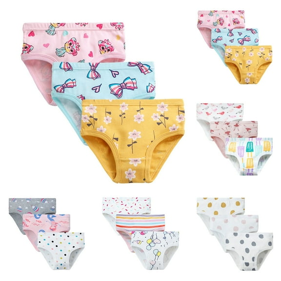 TOOYOU Girls Underwear Cute Print Toddler Soft Cotton Panties Little Big Girls Undies Assorted Underwear 3Pcs Size 12-18 Months