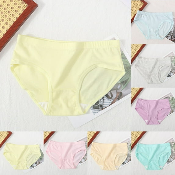 TOOYOU Girls Underwear Solid Color Soft Cotton Briefs Comfort Breathable Panties 3Pcs Size 3-8 V