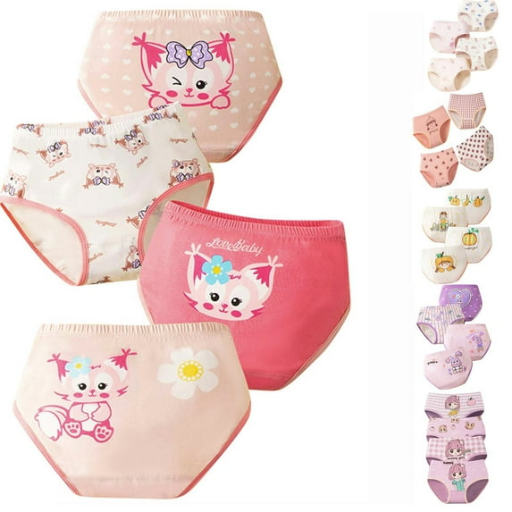 TOOYOU Girls Underwear Toddler Soft Cotton Panties Little Big Girls Undies Assorted Underwear 4Pcs Size 5-6 Years