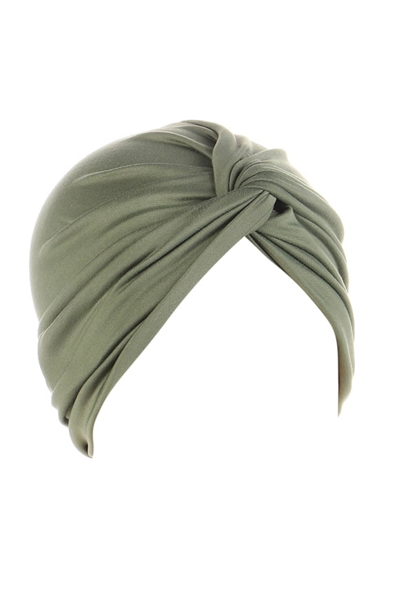 Hijab Braid Silky Turban Hats For Women Cancer Chemo Beanies Cap Headwrap Headwear Green