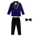 thumbnail image 1 of TOOYOU Kids Toddler Baby Boys Outfits Patchwork Long Sleeve Pants Coat Outfits Bow Tie 3Pc Suit Clothes Gentleman Suit Set Blue Size 8-9 Years, 1 of 3