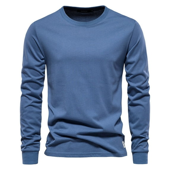 TOOYOU Men's T-Shirt Long Sleeve Compression Solid Color Winter Warm Underwear Tee Tops Sports Workout Shirts Mens Breathable Tees Blue