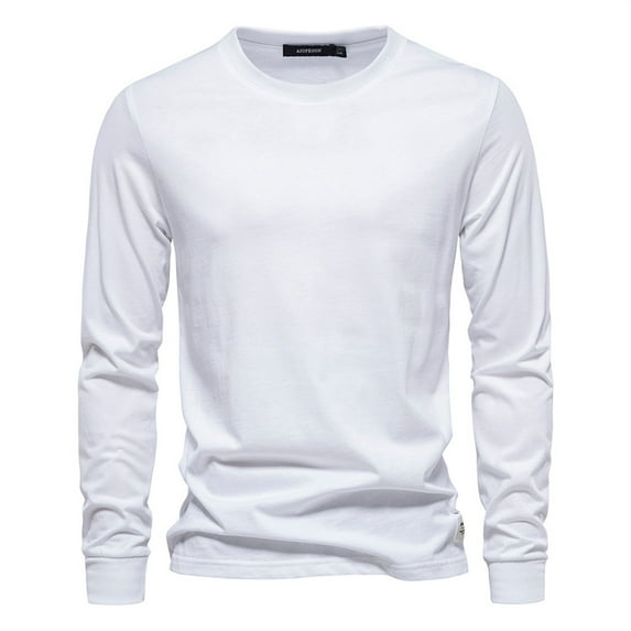 TOOYOU Men's T-Shirt Long Sleeve Compression Solid Color Winter Warm Underwear Tee Tops Sports Workout Shirts Mens Breathable Tees White