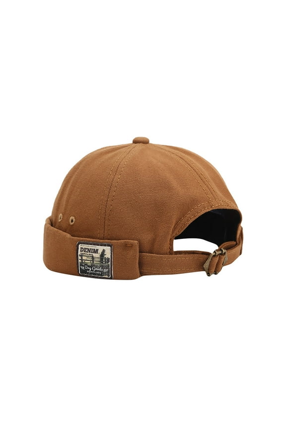 Mens Docker Cap Brimless Hats Skullcap Worker Sailor Cap Rolled Retro Beanie Hat Beige