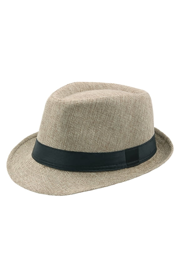 Straw Fedora Hats For Men And Women Short Brim Summer Beach Hat Trilby Panama Sun Hats Beige