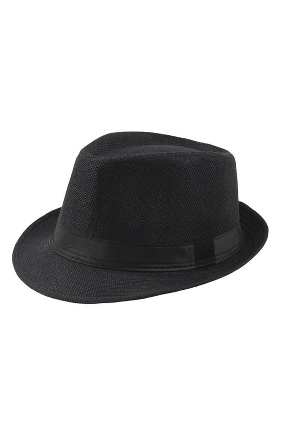 Straw Fedora Hats For Men And Women Short Brim Summer Beach Hat Trilby Panama Sun Hats Black