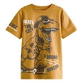 thumbnail image 1 of TOOYOU Toddler Baby Boys Dinosaur Hipster Cool Printed Short Sleeve Crew Neck T Shirt Top T Shirt Clothes For Kids Versatile Basic Top Beige Size 18-24 Months, 1 of 7