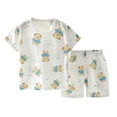 thumbnail image 1 of TOOYOU Toddler Boy Pajama Sets Short Sleeve Cartoon Prints Tops Shorts Sensory Friendly Boys Sets Size 2-3 Years ,Beige, 1 of 6