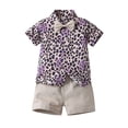 thumbnail image 1 of TOOYOU Toddler Boys 2-Piece Outfits Sets Short Sleeve Prints T Shirt Tops Shorts Gentleman Outfits Boys Lightweight Clothing Set Size 3-4 Years Purple, 1 of 7