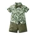 thumbnail image 1 of TOOYOU Toddler Boys 2-Piece Outfits Sets Short Sleeve Prints T Shirt Tops Shorts Gentleman Outfits Durable Clothing Sets For Boys Size 6-9 Months Green, 1 of 7