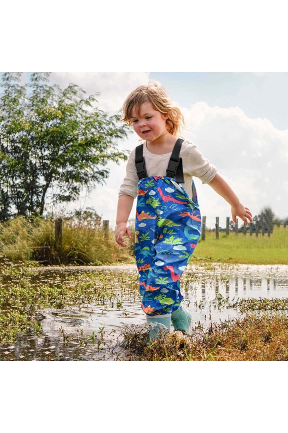 Toddler Boys Girls Romper Cartoon Printed Jumpsuit With Reflective Strip, Anti Snow, Waterproof, Breathable Outdoor Overalls Lightweight Waders Blue Size 6-7 Years