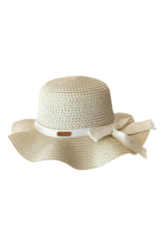 Toddler Bucket Hat Children'S Girls Sunscreen Hat Summer Bow Sun Hat Straw Hat Braided Hat Beach Hat Sun Visor Fisherman'S Hat