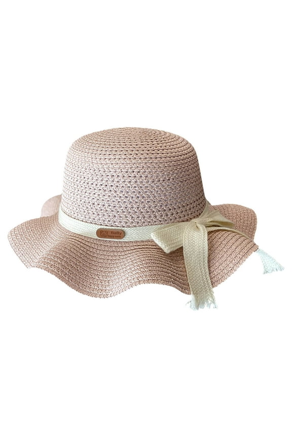 Toddler Bucket Hat Children'S Girls Sunscreen Hat Summer Bow Sun Hat Straw Hat Braided Hat Beach Hat Sun Visor Fisherman'S Hat
