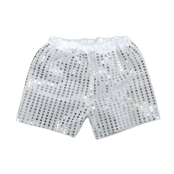 TOOYOU Toddler Girls Casual Shorts Sparkly Sequins Elastic Waist Birthday Shorts Pants Party Shorts Versatile Shorts For Girls Size 13-14 Years White